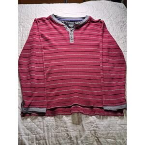 Boys Calvin Klein Jeans Long Sleeve Red Striped Shirt Size M